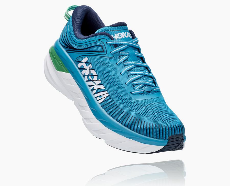 Hoka One One Bondi 7 Löparskor Herr - Blå/Vita - UXBSE-5148